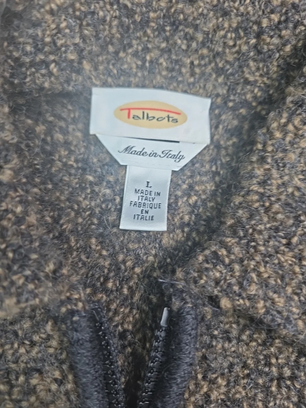 Talbots Wool Womens Zipper Down Sweater Sz L